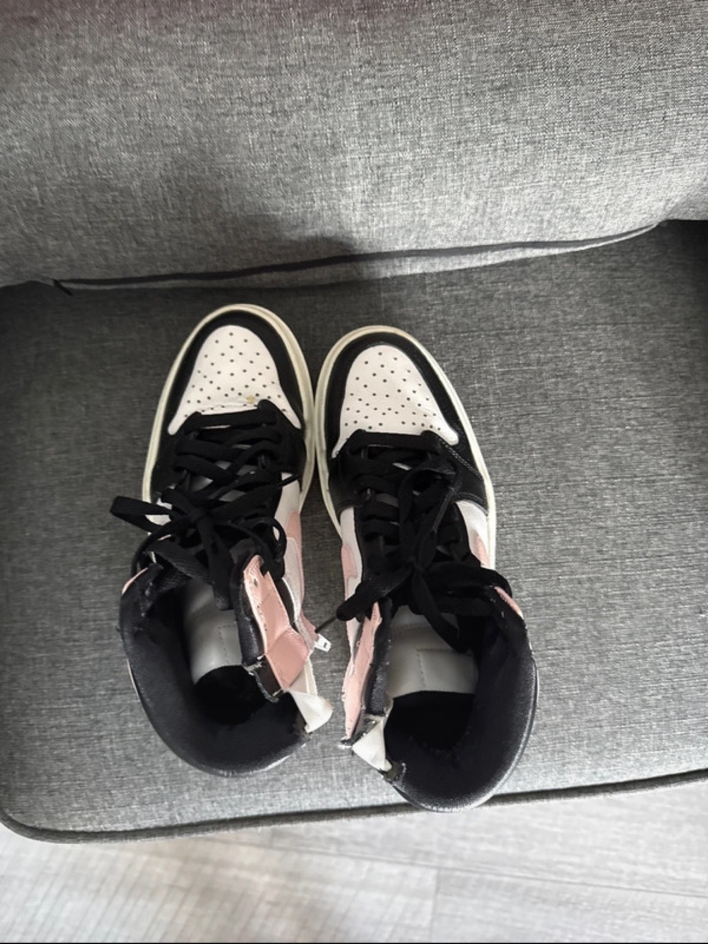 Jordan Women’s High-Top Sneakers in Black, White & Pink